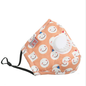 JAC-1 PM2.5 Anti-dust Washable Cute Cartoon Print 100% Nature Cotton Face Mask For Child Kids With Breath Valve