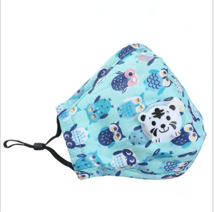 JAC-1 PM2.5 Anti-dust Washable Cute Cartoon Print 100% Nature Cotton Face Mask For Child Kids With Breath Valve