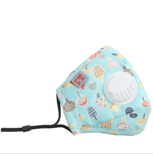 JAC-1 PM2.5 Anti-dust Washable Cute Cartoon Print 100% Nature Cotton Face Mask For Child Kids With Breath Valve