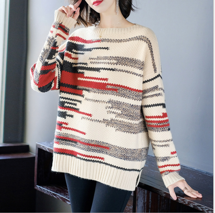 Casual Long Sleeve Knit Thick Women Acrylic Sweater