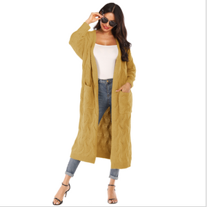 solid color large pocket thick sweater women oversize warm long cardigan