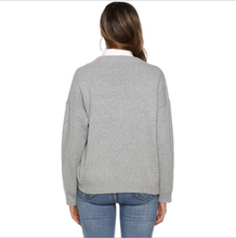 Load image into Gallery viewer, Women&#39;s V Neck Solid Drop Shoulder Pullover Sweater
