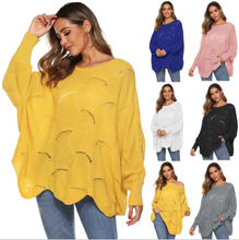 Load image into Gallery viewer, Wave Hem Long Batwing Sleeve Hollow Out Elegant Sweaters For Women
