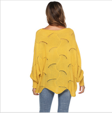 Load image into Gallery viewer, Wave Hem Long Batwing Sleeve Hollow Out Elegant Sweaters For Women
