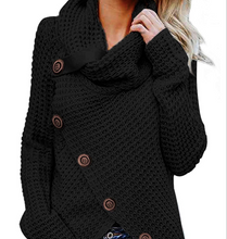 Laden Sie das Bild in den Galerie-Viewer, Buttoned Wrap Turtleneck Women Winter Loose Sweater
