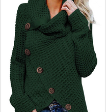 Laden Sie das Bild in den Galerie-Viewer, Buttoned Wrap Turtleneck Women Winter Loose Sweater
