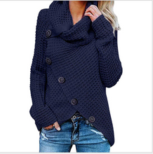 Laden Sie das Bild in den Galerie-Viewer, Buttoned Wrap Turtleneck Women Winter Loose Sweater
