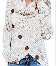 Laden Sie das Bild in den Galerie-Viewer, Buttoned Wrap Turtleneck Women Winter Loose Sweater
