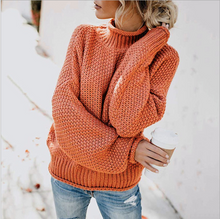 Load image into Gallery viewer, Hot selling 10 Colors Winter Knitting Pure Color Oversized Turtleneck Sweater Woman Pullovers
