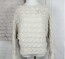 Laden Sie das Bild in den Galerie-Viewer, Pullover women sweaters new winter fashion slash neck cable knit sweater
