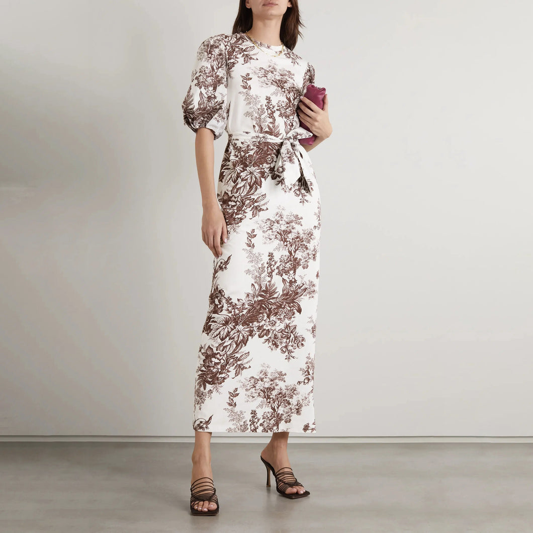 Belted Floral-print Cotton-poplin Casual Dress