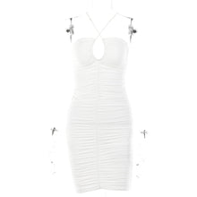 Load image into Gallery viewer, women sexy hollow out halter neck tied backless solid jersey bodycon club dress
