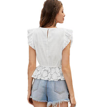Laden Sie das Bild in den Galerie-Viewer, Sweet Elegant Embroidery Lace Ruffle Short Top
