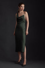 Load image into Gallery viewer, Spaghetti One Shoulder Cowl Neck Backless Slit Midi Evening Dress
