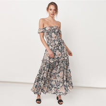 Load image into Gallery viewer, Bohemian Strapless Floral Smocking Dress
