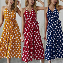 Load image into Gallery viewer, Polka Dot Spaghetti Strap Beachwear Vacation Dress
