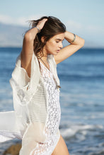 Laden Sie das Bild in den Galerie-Viewer, Wholesale Custom Stylish Split V-neck Sexy Summer Beach White Lace Dress Cover Up
